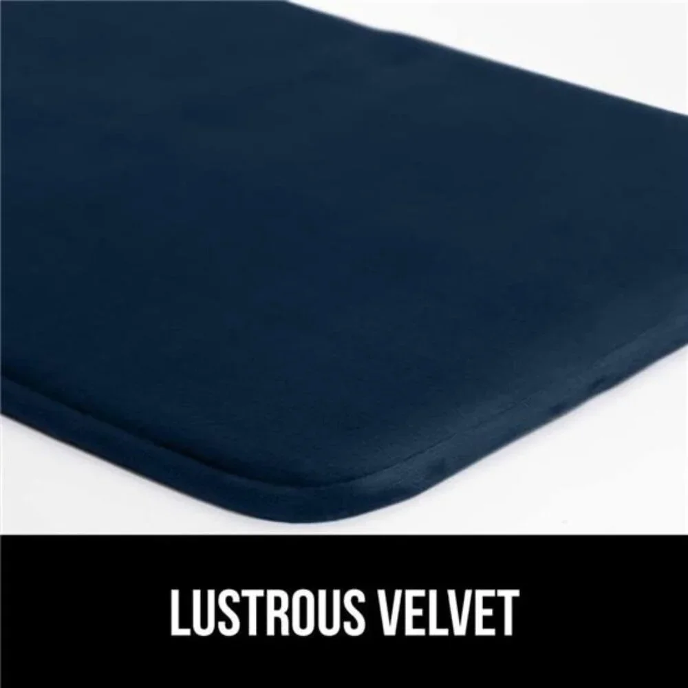 Memory Foam Bath Rug Navy Blue Soft Absorbent Bathroom Mat Non Slip Shower Floor
